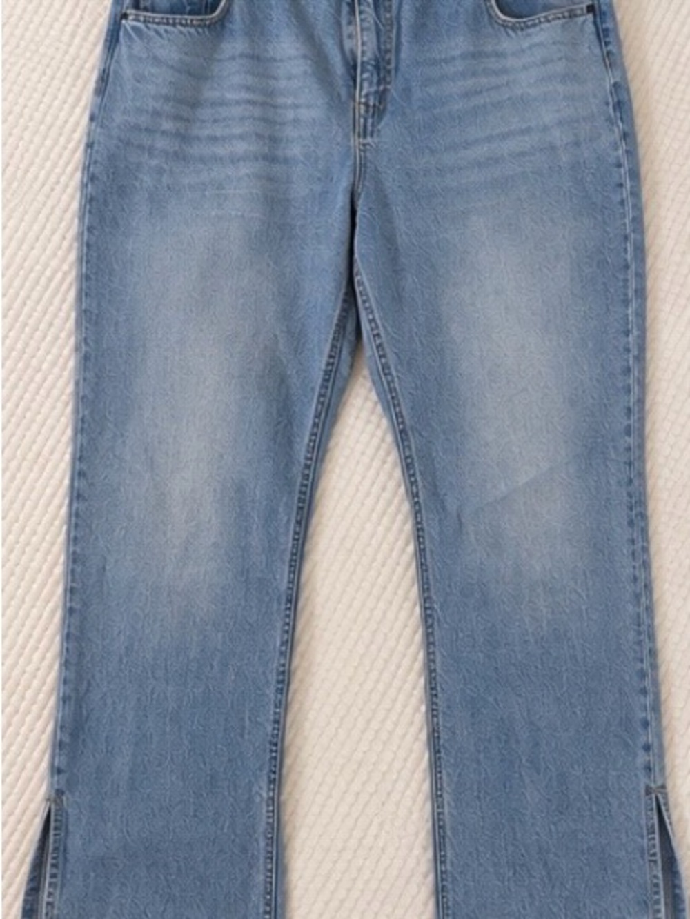 H&M Light Wash Straight Leg Jeans Size 18 Side Slit Hem
